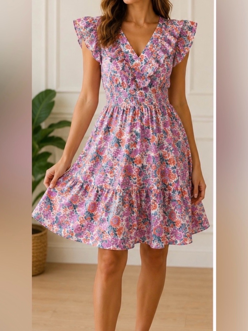 Entro Floral Mini Dress Size Small Excellent Used Condition